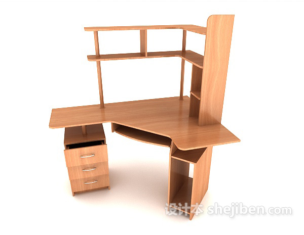现代风格木质学生书桌3d模型下载