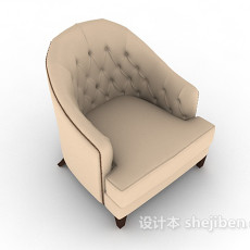 欧式简约木质棕色单人沙发3d模型下载