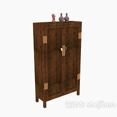 中式家居木质衣柜3d模型下载