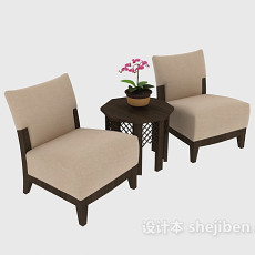 现代简约木质桌椅3d模型下载