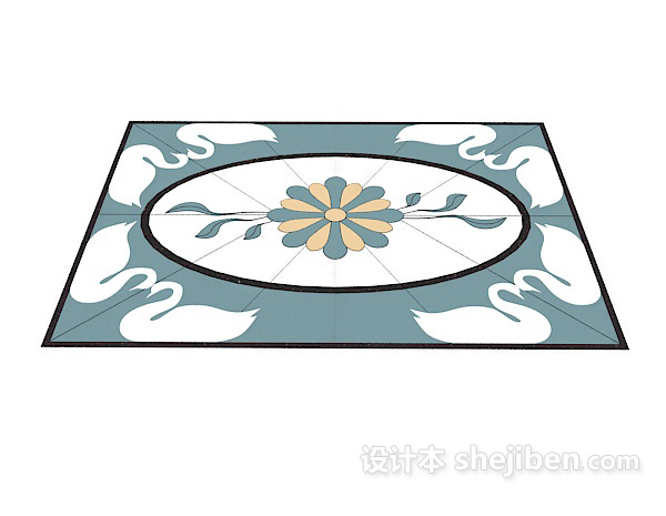 现代风格简单家居地毯3d模型下载