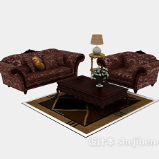 欧式居家式组合沙发3d模型下载