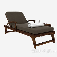 实木现代简单休闲椅3d模型下载