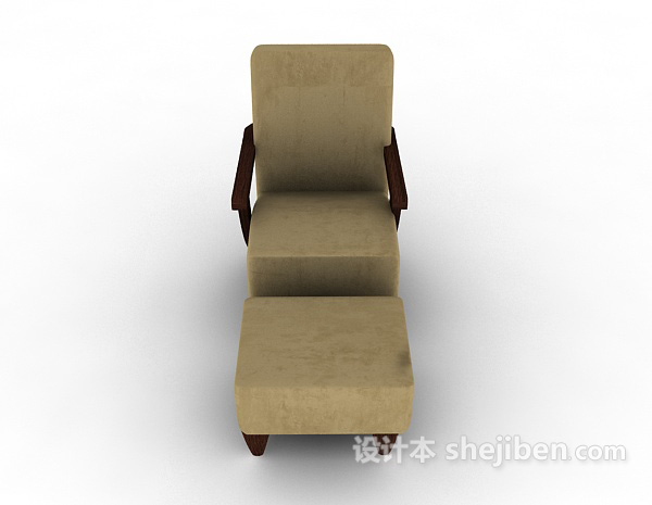 现代风格木质棕色简约单人沙发3d模型下载