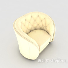 欧式浅黄色单人沙发3d模型下载