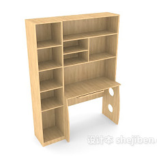 整体型书桌、书柜3d模型下载