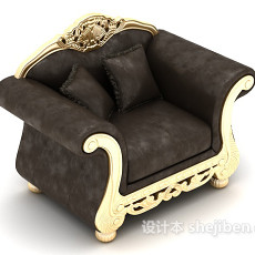 欧式复古黑色沙发3d模型下载