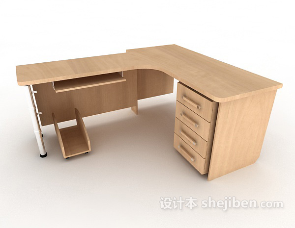 现代风格简单实木办公桌3d模型下载