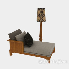 简约木质沙发躺椅3d模型下载