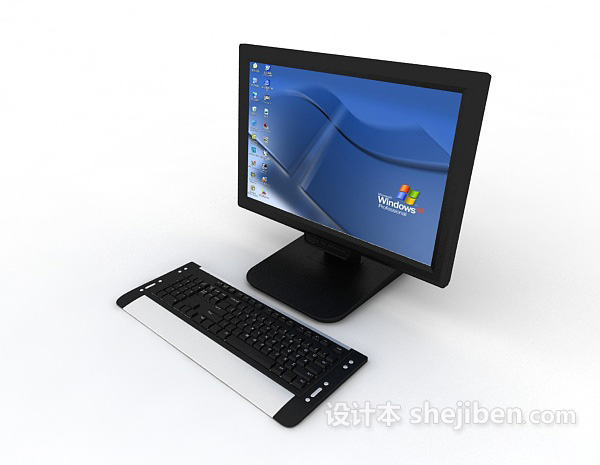电脑显示器和键盘3d模型下载