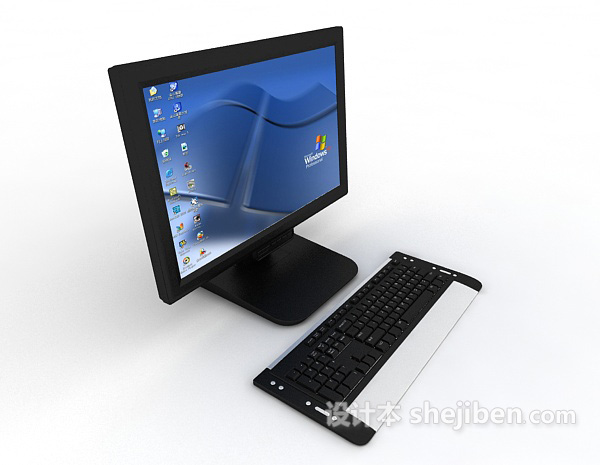 设计本电脑显示器和键盘3d模型下载
