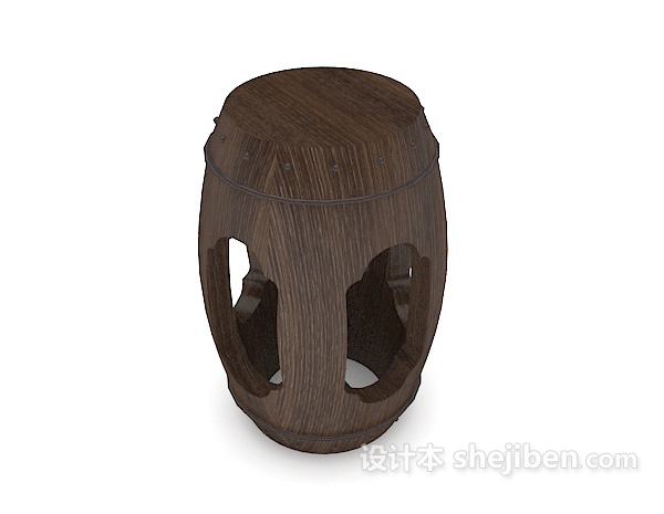 中式木质椅子3d模型下载