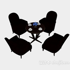 现代黑色休闲桌椅3d模型下载