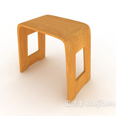 休闲黄色木质凳子3d模型下载