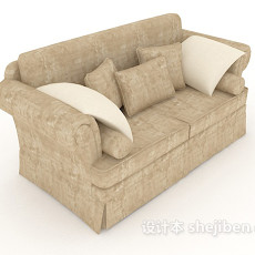 欧式简约家居棕色双人沙发3d模型下载