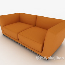 现代黄色简单双人沙发3d模型下载