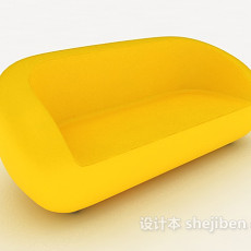 黄色简单多人沙发3d模型下载