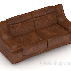 深棕色家居双人沙发3d模型下载