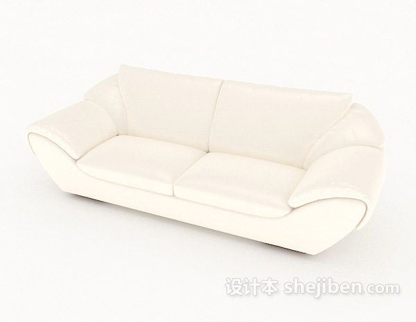 现代风格家居白色双人沙发3d模型下载