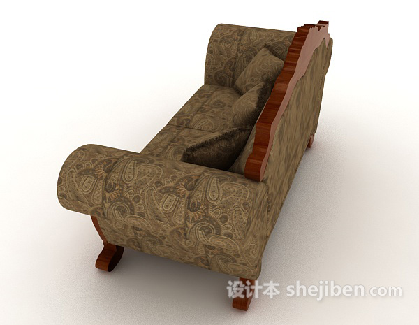 设计本欧式复古双人沙发3d模型下载