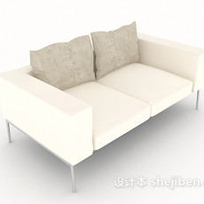 白色现代简单双人沙发3d模型下载