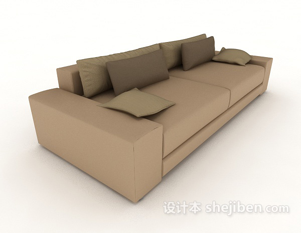 休闲家居棕色双人沙发3d模型下载