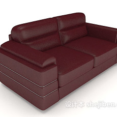 商务暗红色双人沙发3d模型下载