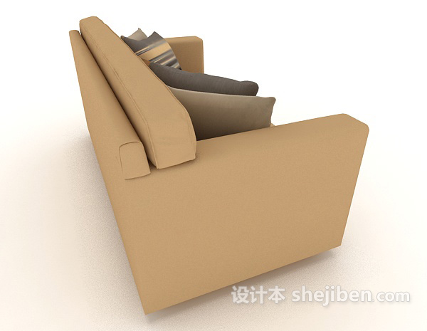 设计本现代浅色双人沙发3d模型下载