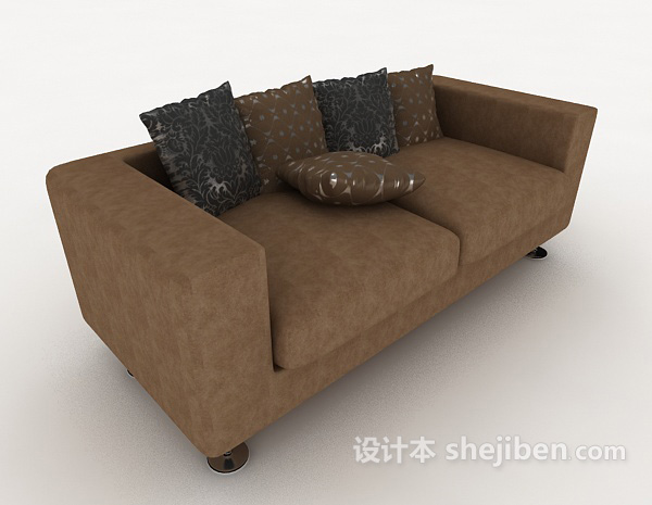 休闲棕色双人沙发3d模型下载