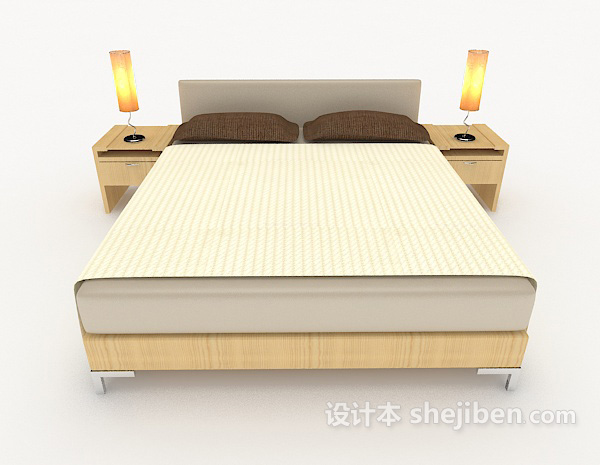 现代风格大方简单双人床3d模型下载
