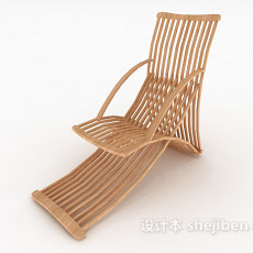 实木沙滩休闲椅3d模型下载
