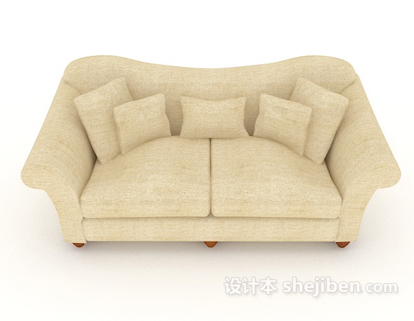 现代风格家居简约浅棕色双人沙发3d模型下载