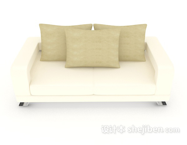 现代风格简约米白色双人沙发3d模型下载