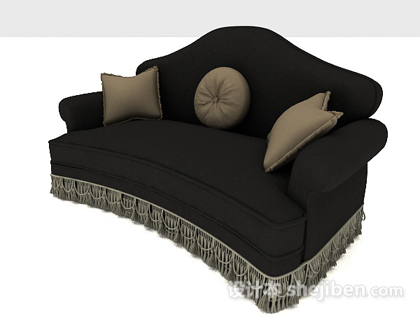 黑色精致欧式双人沙发
