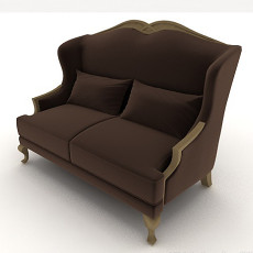 欧式棕色双人沙发3d模型下载