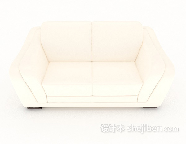 现代风格米白色简约家居双人沙发3d模型下载