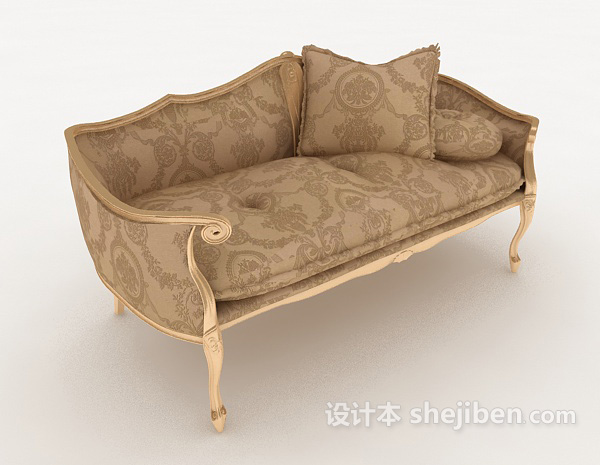 欧式花纹双人沙发3d模型下载