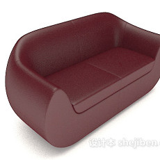 简约红色双人皮质沙发3d模型下载