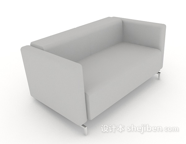 灰色简约休闲双人沙发3d模型下载