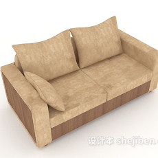 家居棕色简约双人沙发3d模型下载