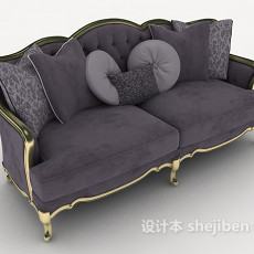 紫色欧式双人沙发3d模型下载