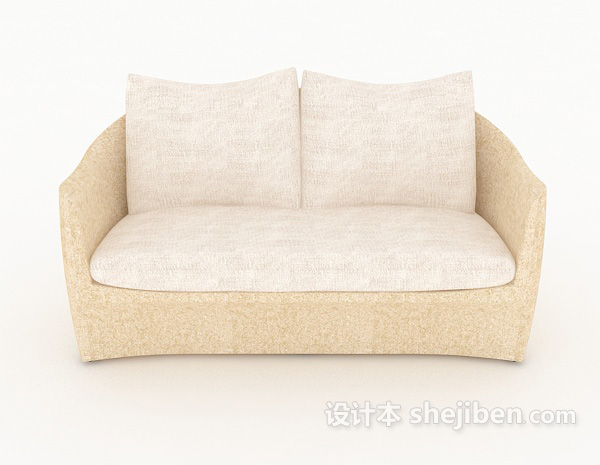 现代风格米黄色淡雅双人沙发3d模型下载