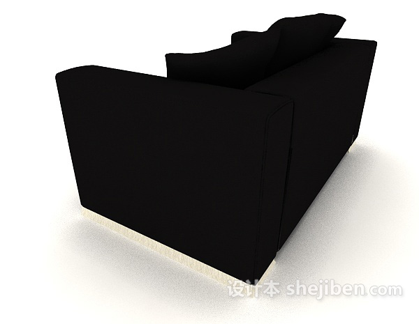 设计本黑色家居木质双人沙发3d模型下载