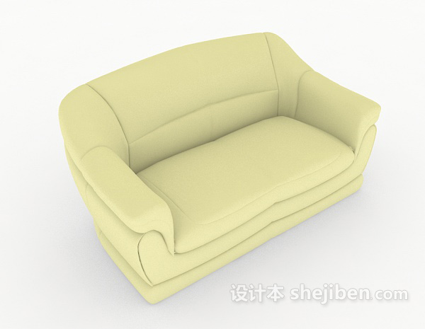 浅绿色简约双人沙发3d模型下载