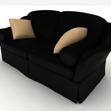 黑色简单双人沙发3d模型下载