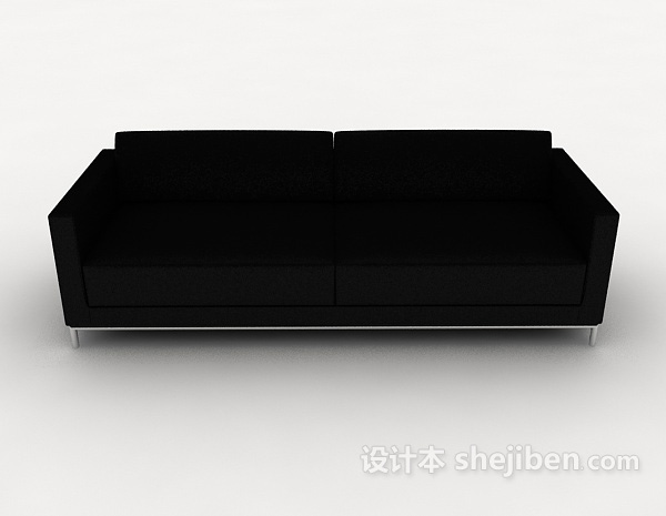 现代风格现代简约商务黑色双人沙发3d模型下载
