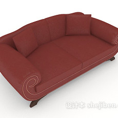 家居红色双人沙发3d模型下载