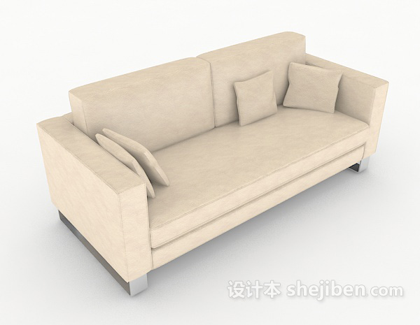 米白色简约双人沙发3d模型下载
