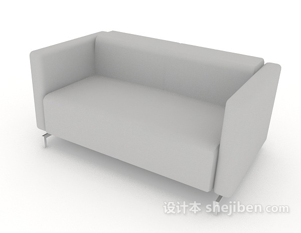 设计本灰色简约休闲双人沙发3d模型下载