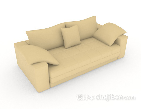 黄色简约家居双人沙发3d模型下载